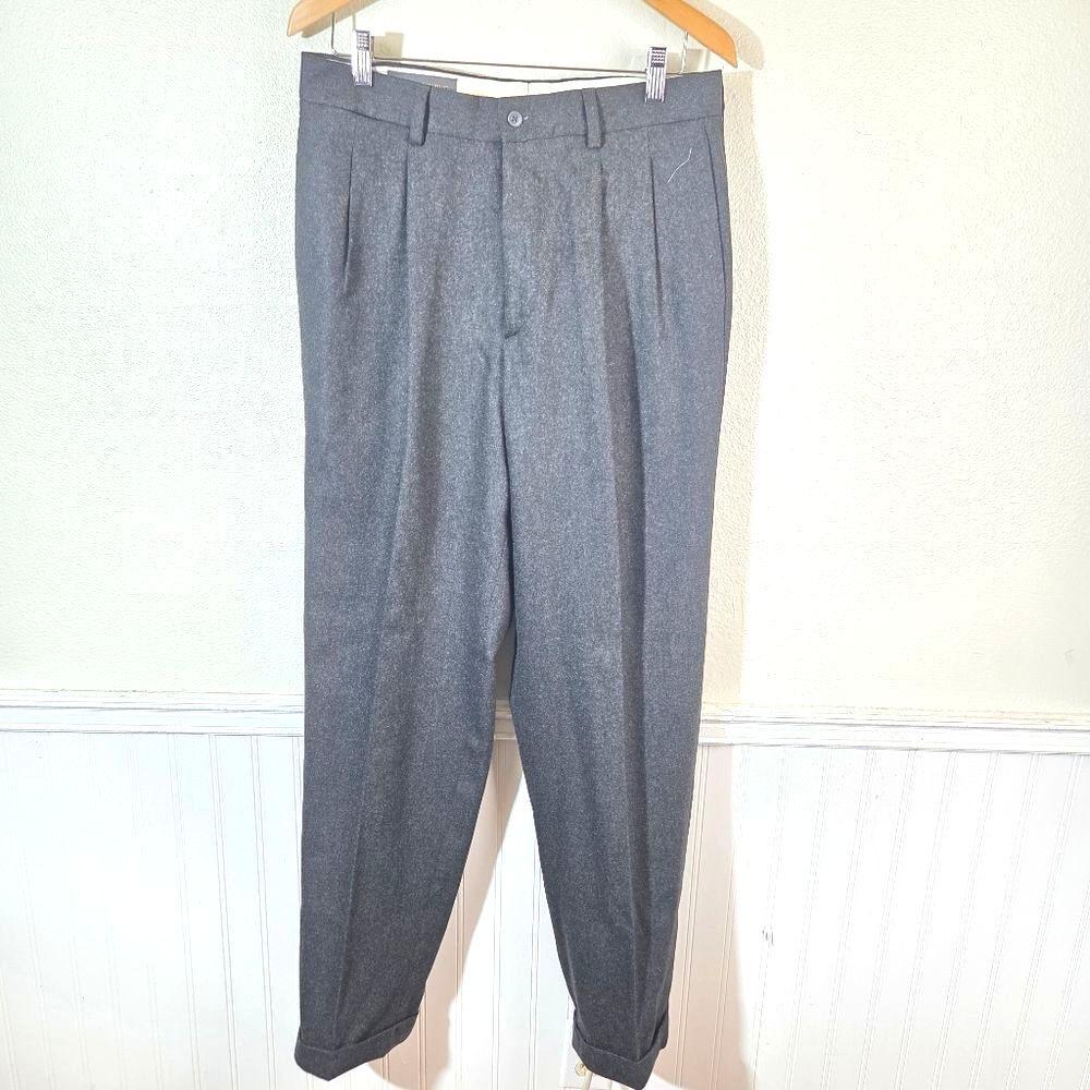 Banana Republic Mens 32L Wool Cashmere Dress Pants Charcoal Pleated